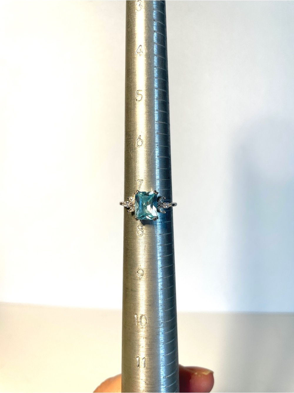 Sterling Silver Blue Topaz Ring with Accent Stones